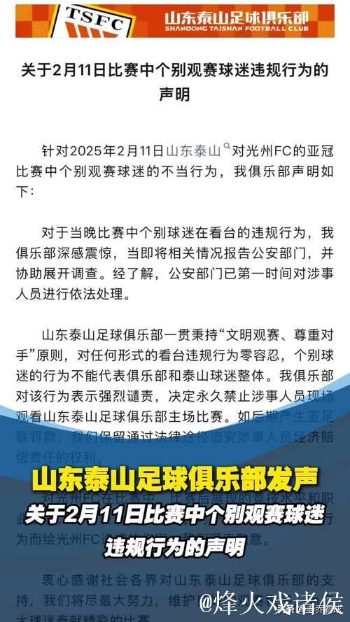 亚足联：山东泰山因亚冠退赛被禁赛两年并罚款